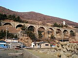 戸井線のアーチ橋跡（2009年2月）