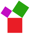 Tři čtverce a bílý trojúhelník mezi nimi