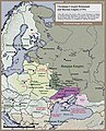 Hetmanat Cossack Ukraina dan wilayah Cossack Zaporozhia di bawah kuasa Kekaisaran Rusia (1751).
