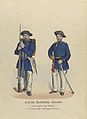 Uniforme di ufficiale e soldato del Corpo dei Volontari della Patria nella guerra della triplice alleanza, 1866.