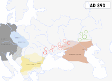 Carte animée montrant le déplacement des Hongrois depuis l'actuelle Ukraine jusqu'en Hongrie