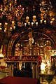 Altar of the Crucifixion in Calvary (Golgotha) (where Jesus was crucified), right after the main entrance in the Church of the Holy Sepulchre