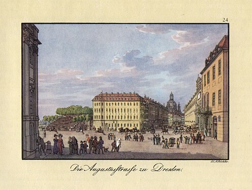 Situation 1814 (Freitreppe zur Brühlschen Terrasse) bis 1833(/1834) (Aufstockung des Georgentores)