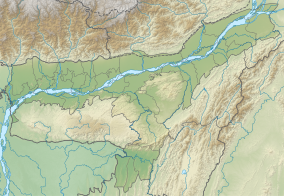 Map showing the location of Taman Nasional Kaziranga