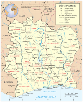 Kaart van Ivoorkust
