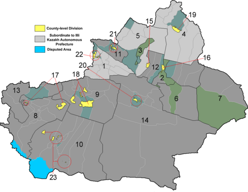 Шеңҗан-Уйгыр автономияле районының харитасы