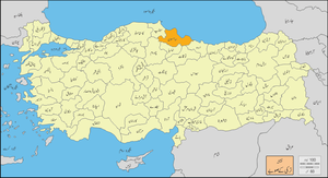 ترکی صوبے میں صامسون کا محل وقوع