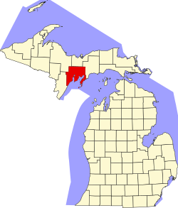 map of Michigan highlighting Delta County