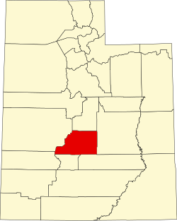 Karte von Sevier County innerhalb von Utah