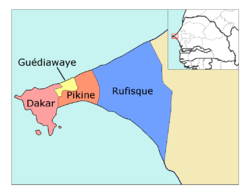 Dakar région, divided into 4 départements