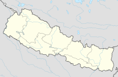Mapa konturowa Nepalu, blisko centrum po lewej na dole znajduje się punkt z opisem „Dungegadi”