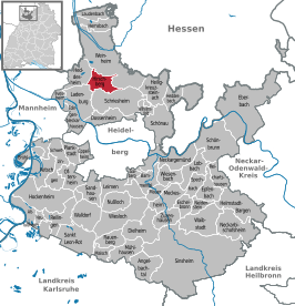 Kaart van Hirschberg an der Bergstraße