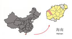 Changjiang sijainti Hainanin maakunnassa.