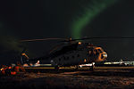 Dezember 2015: Mil Mi-8T vor Polarlicht in Chatanga, Sibirien