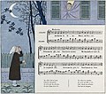 Illustrated children's sheet music for Au Clair de la Lune