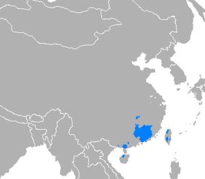 Регіон розповсюдження мови хакка в Китаї