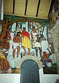 Mural del bautismo de Jesús en una iglesia rural haitiana, Catedral de la Trinidad, Puerto Príncipe, Haití.