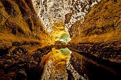 Third place: Cueva de los Verdes, Canary Islands, Spain. Reflection on water. (POTD) Luc Viatour (Lviatour)