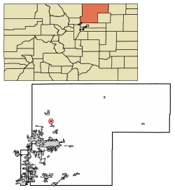 Location of Pierce in Weld County, Colorado.