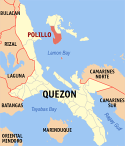 Mapa de Quezon con Polillo resaltado