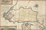 Karta över befintliga och planerade befästningar i Vänersborg år 1657. Öster är uppåt på kartan.