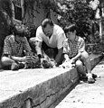 En 1942 ou 1943, avec deux de ses fils à la Finca La Vigía.