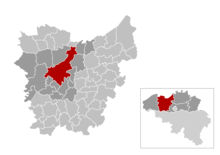 Mapo de la municipoj en la provinco Orienta Flandrio