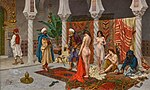 Målning av Giulio Rosati från före 1917. Inspektion av kvinnor som nyss anlänt till ett harem från slavmarknaden.