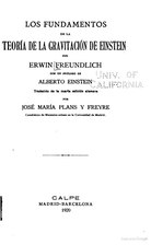 Los fundamentos de la teoría de la gravitación de Einstein (1920), por Erwin Freundlich  traducido por José María Plans y Freyre   