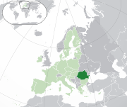 Mapa da Roménia na Europa