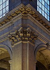 Capital and pillar of the nave - Saint-Sulpice church - Paris, France