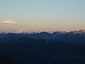 Sonnenaufgang am Rheinwaldhorn, Blick über das Bleniotal in die Tessiner Alpen