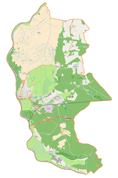 Mapa konturowa gminy Słubice, po lewej znajduje się punkt z opisem „plac Frankfurcki”