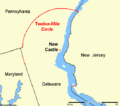 The Twelve-Mile Circle is an arc of a circle with a twelve-mile radius, with the center of the circle in the center of the town of New Castle, Delaware.