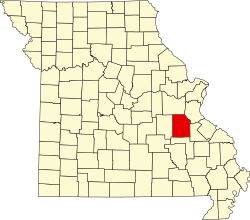 map of Missouri highlighting Washington County