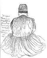طراحی محمدحسن‌خان صنیع‌الدوله از پشت سر؛ اثر ناصرالدین‌شاه، ۱۹ رمضان ۱۲۹۰