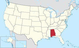 Map of the United States with ئەلاباما highlighted