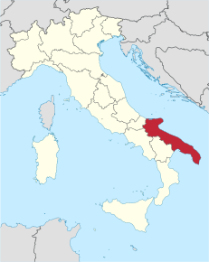 Poziția regiunii Regione Puglia