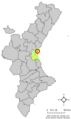 Localització de Meliana respecte de la Comunitat Valenciana