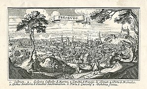 Pressburg (Bratislava) pada abad ke-17.