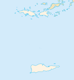 Mapa konturowa Wysp Dziewiczych Stanów Zjednoczonych, u góry znajduje się punkt z opisem „Saint Thomas”