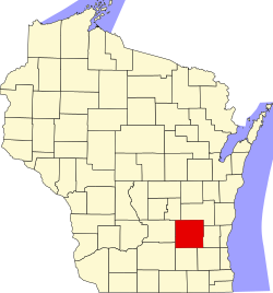 map of Wisconsin highlighting Dodge County