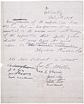 Erklärung Roose­velts zum Aus­schluss Pater Zahms, 1. Februar 1914