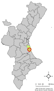 Localização do município de Fortaleny na Comunidade Valenciana
