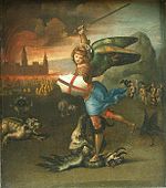 Rafael Sant Miquel aclaparant el dimoni anomenat el Petit Sant Miquel