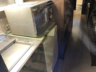 MQF002 Apollo mobile quarantine facility kitchen Radar range microwave oven Fridge
