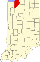 Map of Indiana highlighting LaPorte County