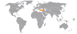 Haritada gösterilen yerlerde Kiribati ve Turkey