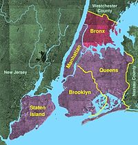 Kart over New Yorks bydeler