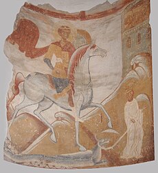 Saint George, 12th century fresco in Staraya Ladoga